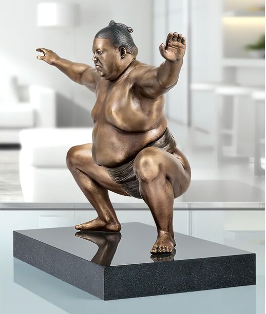Sumoringer als Bronzeskulptur mit Sockel - limitiert - Sumo