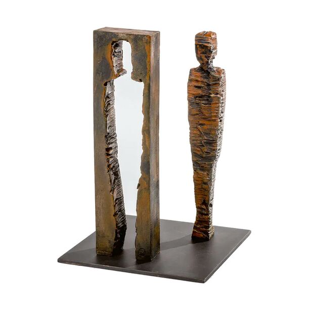 Limitierte Bronzeskulpturen im abstrakten Design - Mann & Frau Kubus Set