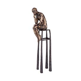 Sitzende Knstlerskulptur - nachdenklicher Mensch -...