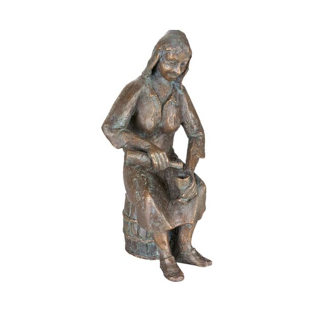 Künstler Bronze Frauenskulptur mit Kelch und Flasche - Die Einschenkerin