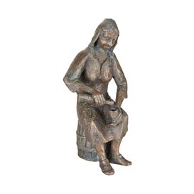 Künstler Bronze Frauenskulptur mit Kelch und Flasche -...