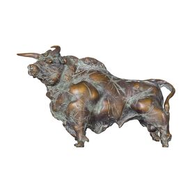 Stehende Bullenfigur aus limiterter Bronze mit Patina -...