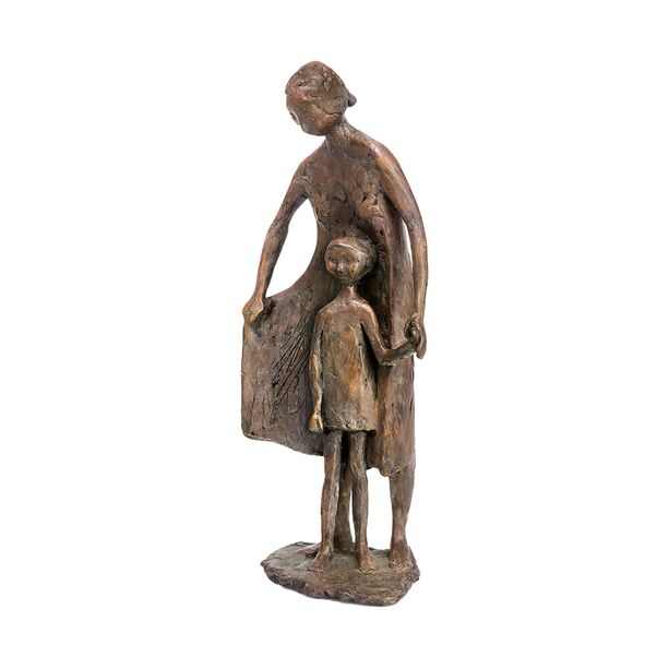 Limitierte Frauenstatue aus Bronze mit Kind - Kind fhrende Frau