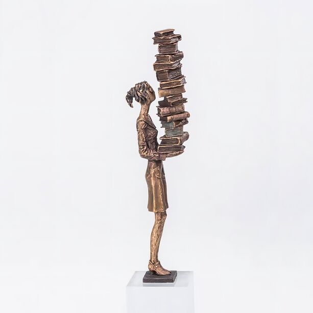 Bronzefigur Frau mit Bchern aus limitierter Auflage - Bilanz einer Buchhalterin