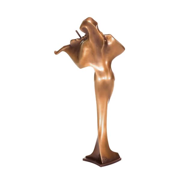 Stilistische Designerstatue limitiert - Geigerin aus Bronze - Armonia