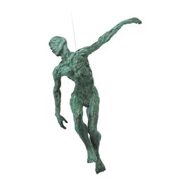 Schwebende Knstlerfigur - Mann aus Bronze - grn - Sky...