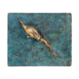 Farbiges Bronze Wandrelief mit Gold-Kopf - limitiert -...