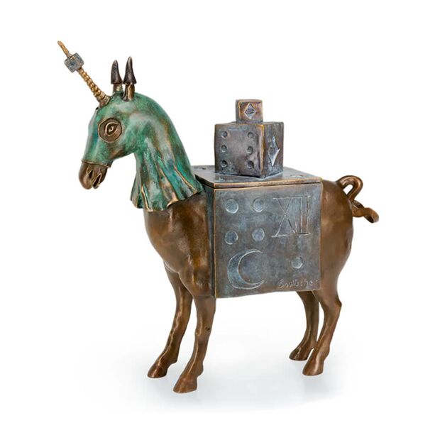 Bronze Einhorn aus limitierter Edition mit Aufbewahrungsbox - Unicorn Box