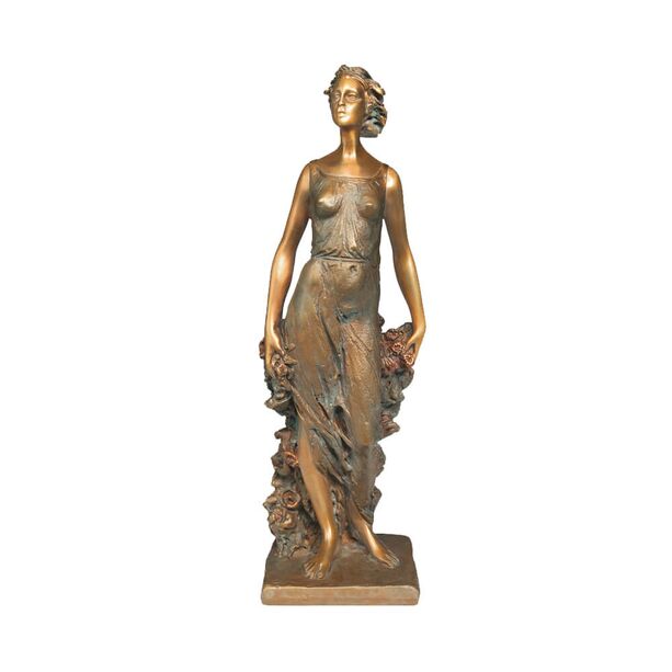 Deko Frauenstatue aus Bronze - florales Design - Frühling