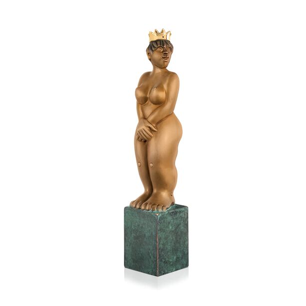 Bronzeskulptur mit Sockel - Knigin mit Krone Aktfigur - Knigin/Venus