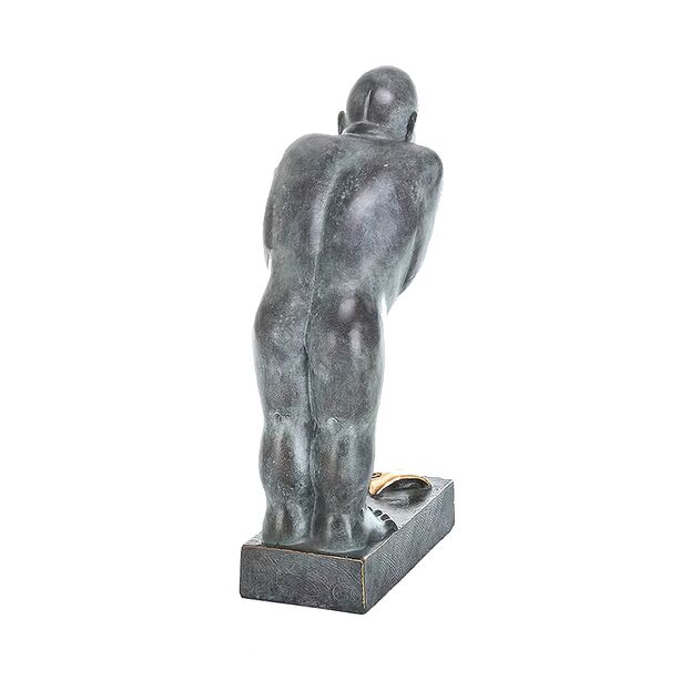 Stehender Mann mit goldenen Scherben - Bronzestatue - Malheur