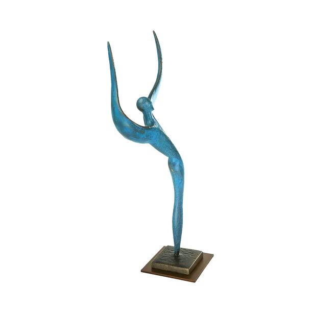 Stilistischer Tnzer aus Bronze mit blauer Patina - Cosmic Dancer VI