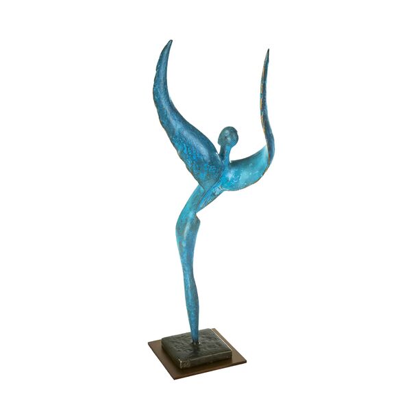 Stilistischer Tnzer aus Bronze mit blauer Patina - Cosmic Dancer VI
