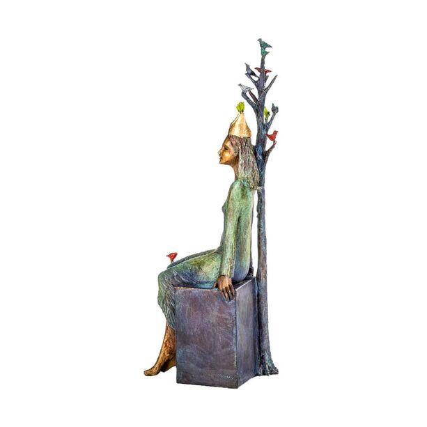 Sitzende Prinzessin mit Baum - limitierte Bronzeskuklptur - Princess