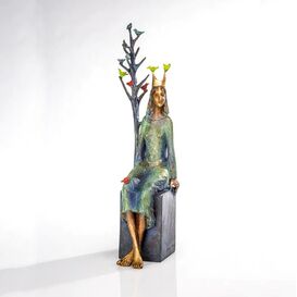 Sitzende Prinzessin mit Baum - limitierte Bronzeskuklptur...