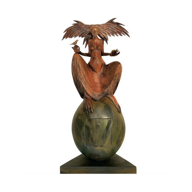 Menschliche Bronze Vogelskulptur mit Ablagefach - The great egg