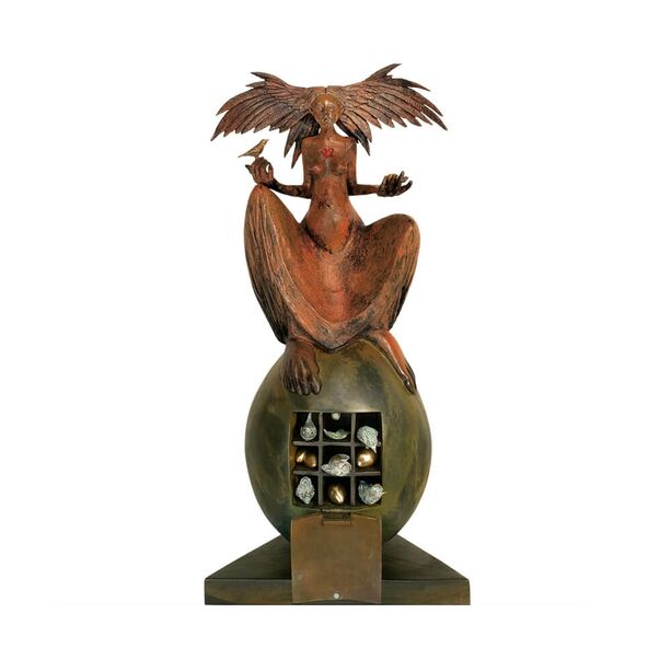 Menschliche Bronze Vogelskulptur mit Ablagefach - The great egg