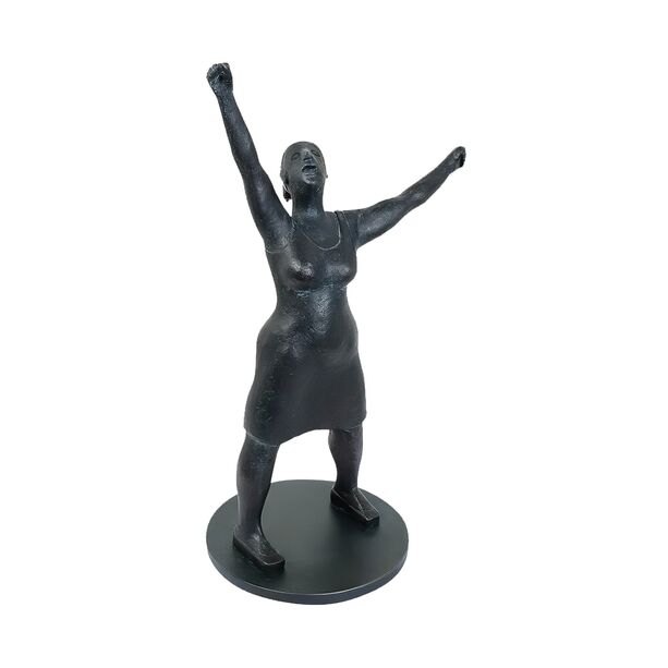 Limitierte Bronzefigur - stehende Frau jubelt - Kleine Jubelnde
