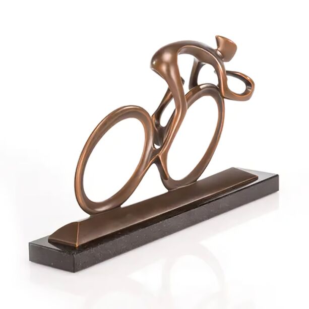 Moderne Bronzefigur Fahrradfahrer mit Granitsockel - Radler, Bronze