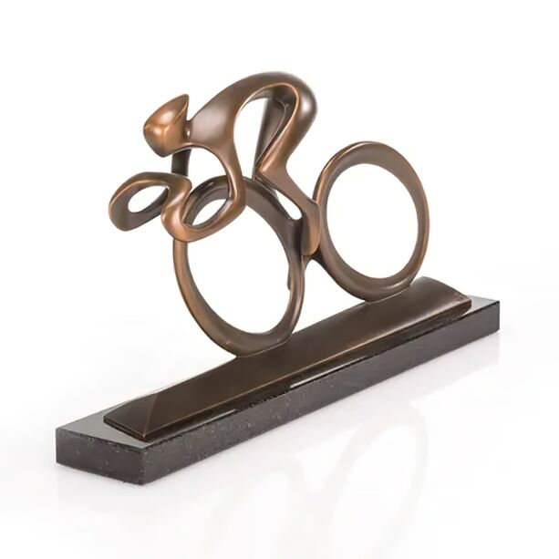 Moderne Bronzefigur Fahrradfahrer mit Granitsockel - Radler, Bronze