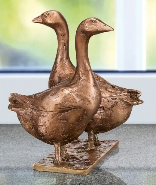 Vogelfigur 2 Gänse aus Bronze im limitierten Design - Gänsepaar