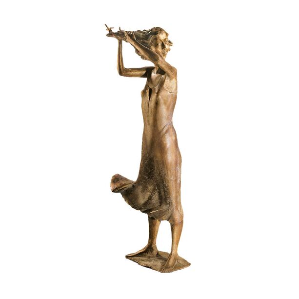 Limitierte Frauenstatue mit Kleid aus Bronzeguss - Mdchen im Wind