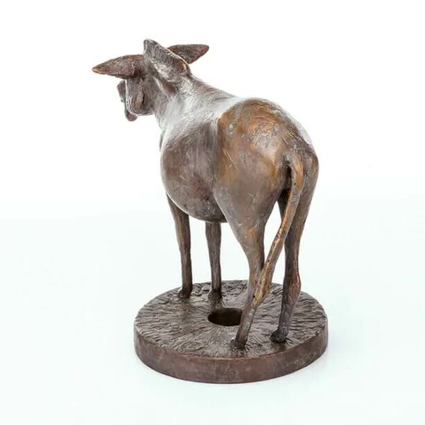 Patinierte Esselfigur aus Bronze mit Mühlrad - Esel