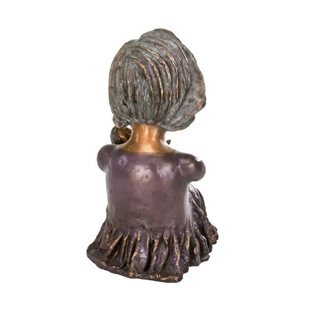 Frau mit violettem Kleid und Kind im Arm - Bronzekunst - The two