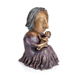 Frau mit violettem Kleid und Kind im Arm - Bronzekunst -...