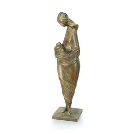Mutter hlt Kind - Bronzeskulptur mit Patina - Mutter mit...