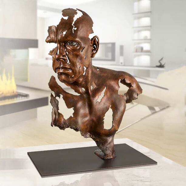 Moderne Knstlerbste - limitierte Mann Bronzeskulptur - Face to Face