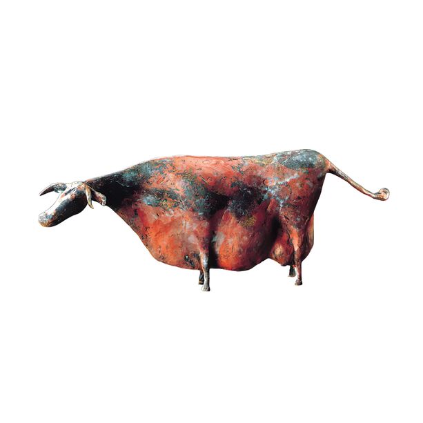 Tierfigur Kuh aus Bronze limitiert mit Rost-Patina - Kuh