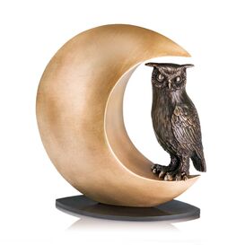 Eule mit Mondsichel - limitierte Bronzegussskulptur -...