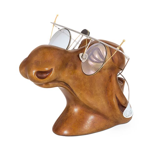 Limitierter Elchkuh Kopf aus Bronze als Brillenhalter - Elchkuh