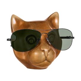 Katzenkopf aus limitierter Bronze als Brillenhalter - Katze