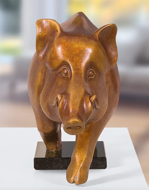 Limitierte Wildschwein Tierfigur aus Bronzeguss - Porco