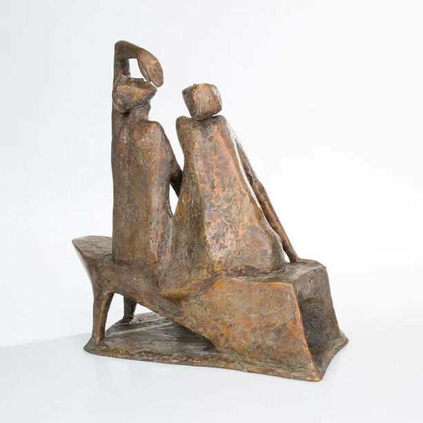 Mann und Frau auf Bank - limitierte Bronzefigur - Blick nach oben