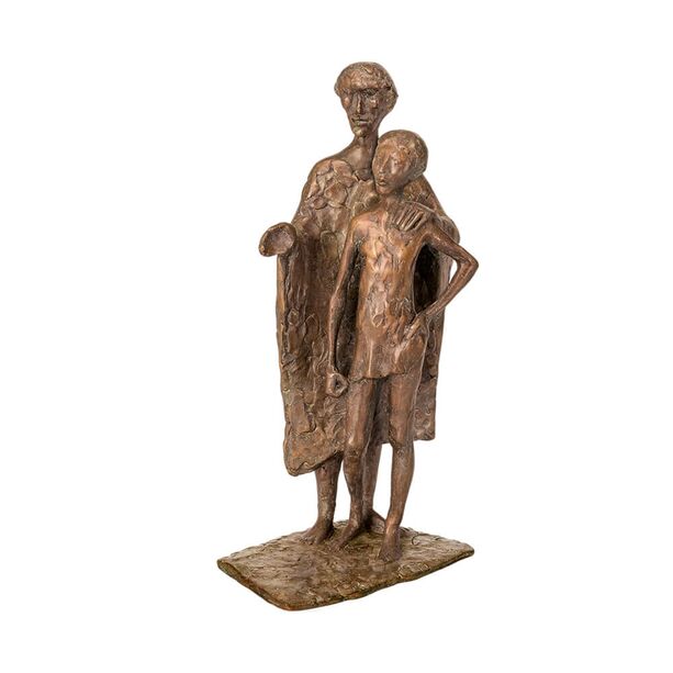 Stilvolle Bronzeskulptur limitiert - Mann und Junge - Den eigenen Weg gehen