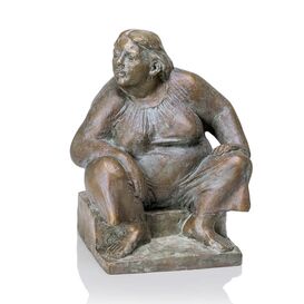Frau sitzt auf Treppe - Bronzefigur aus limitierter...