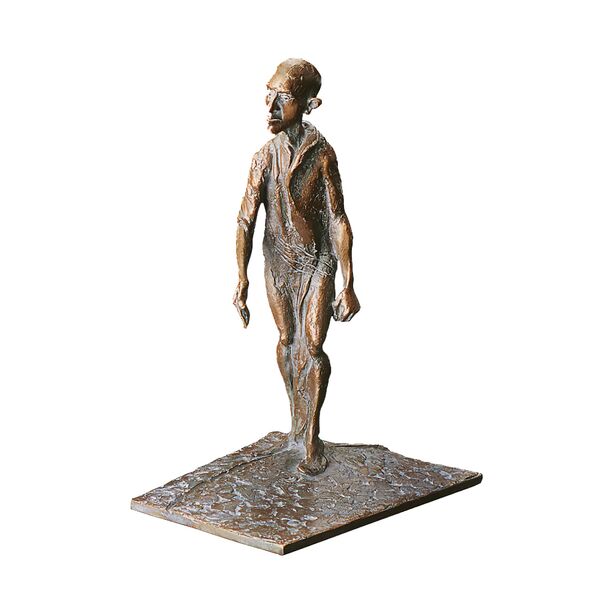 Mannfigur aus Bronzeguss aus limitierter Edition - Mann auf Platte, schreitend