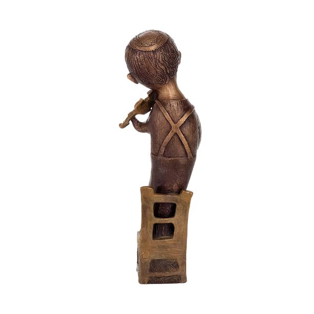 Junge mit Geige aus limitierter Bronzeedition - Geiger auf Stuhl