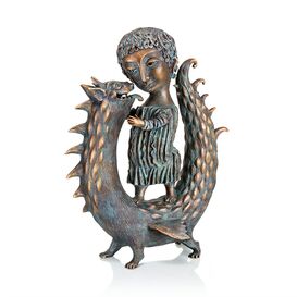 Bronze Jungenfigur mit Drachen - limitiertes Design -...