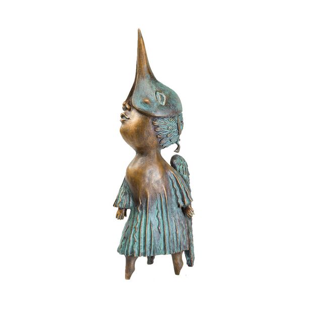 Designer Engelfigur mit Vogelmaske aus Bronze - Der Himmeltraum