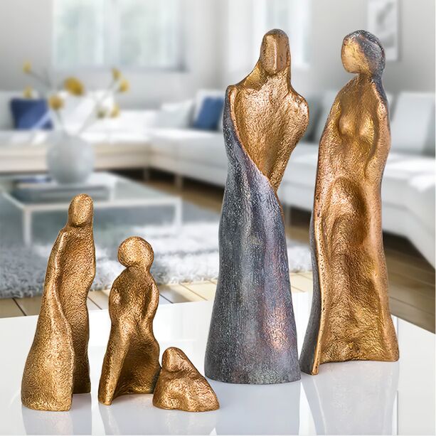 Moderne Bronzeskulptur Eltern und 3 Kinder - Familie, 5-teilig