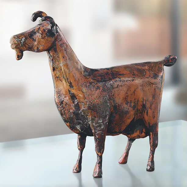 Bronze Dekofigur - limitierte Ziege in Rostoptik - Ziege