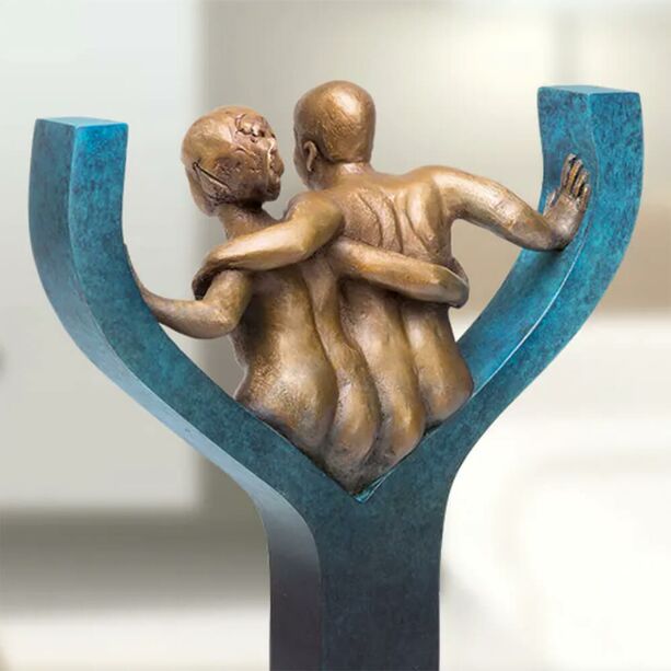 Bronzeskulptur limitiert - Mann und Frau - blau-schwarz - Together