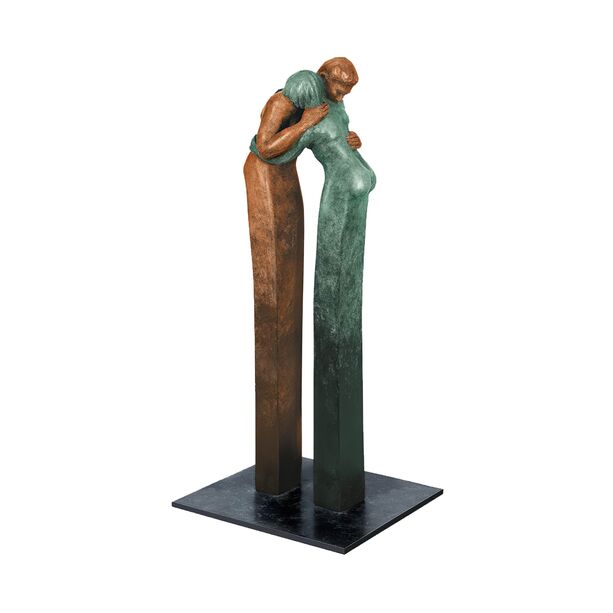 Mann und Frau umarmen sich - Bronzeskulptur farbig - Tendresse