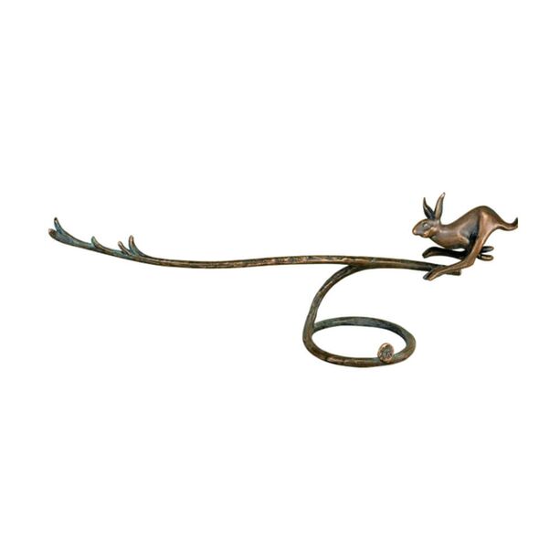 Hasenfigur Bronzedeko vom Knstler - Hase rennt - Hasenpanier