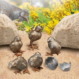 Bronze Vogelfiguren Set aus 5 farbigen Kken - Kken mit...