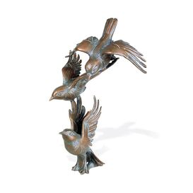 Vogel Gartenskulptur aus Bronze patiniert - Vogelgruppe Rifo